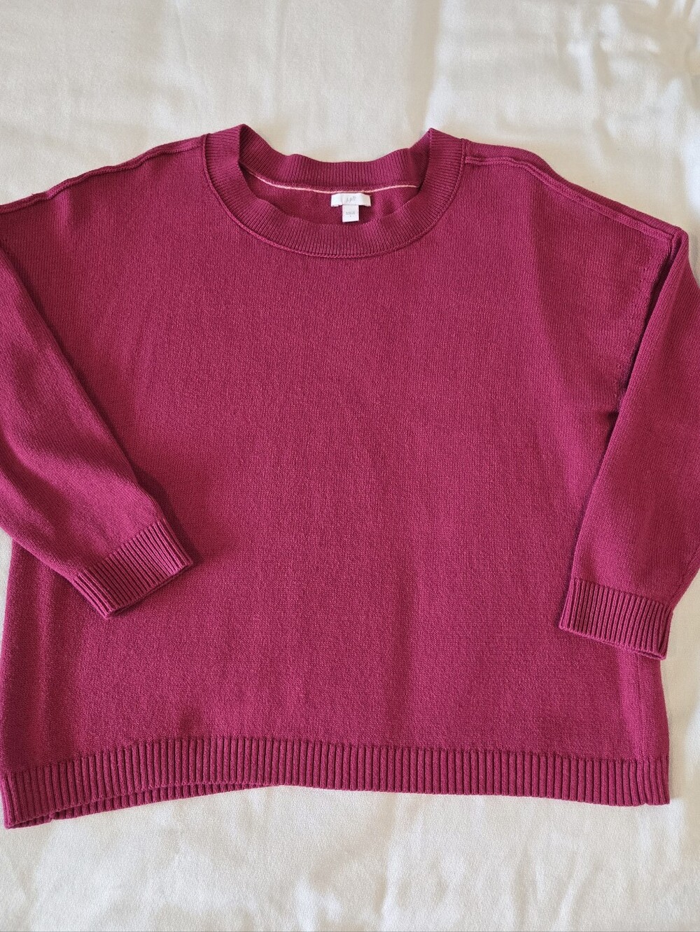 J. Jill Boxy Cotton Blend Sweater Size Large Reddish Pink